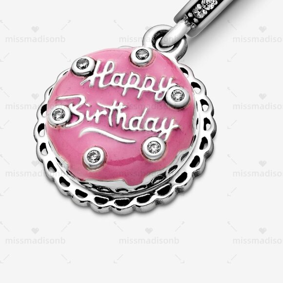 Pandora Birthday Cake Silver Dangle – Clear CZ & Pink Enamel - Picture 2 of 6